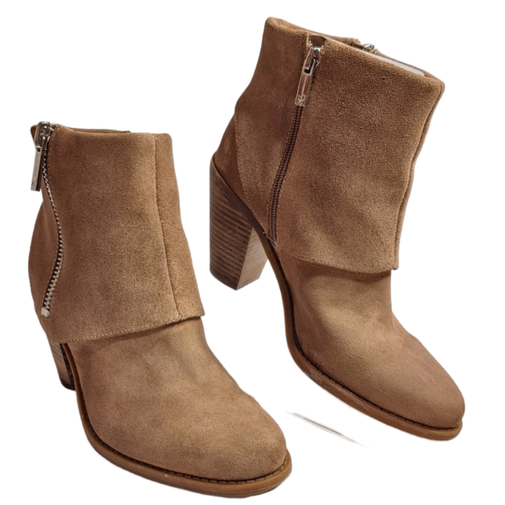 Jessica Simpson Women's Suede Ankle Heeled Boots Tan 7 1/2 M - Picture 3 of 14